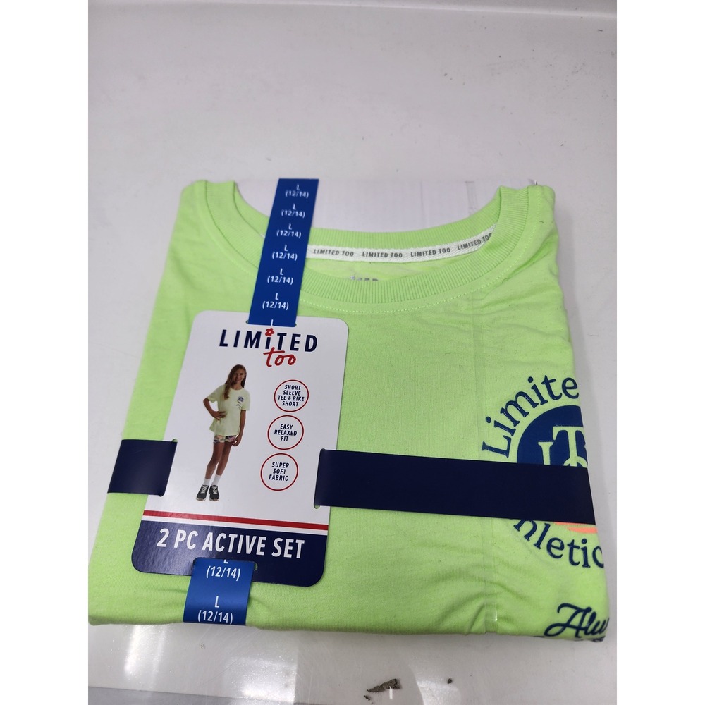 Limited Too Girls Active 2 PC Set Green Cotton Blend Athletic Size Large
